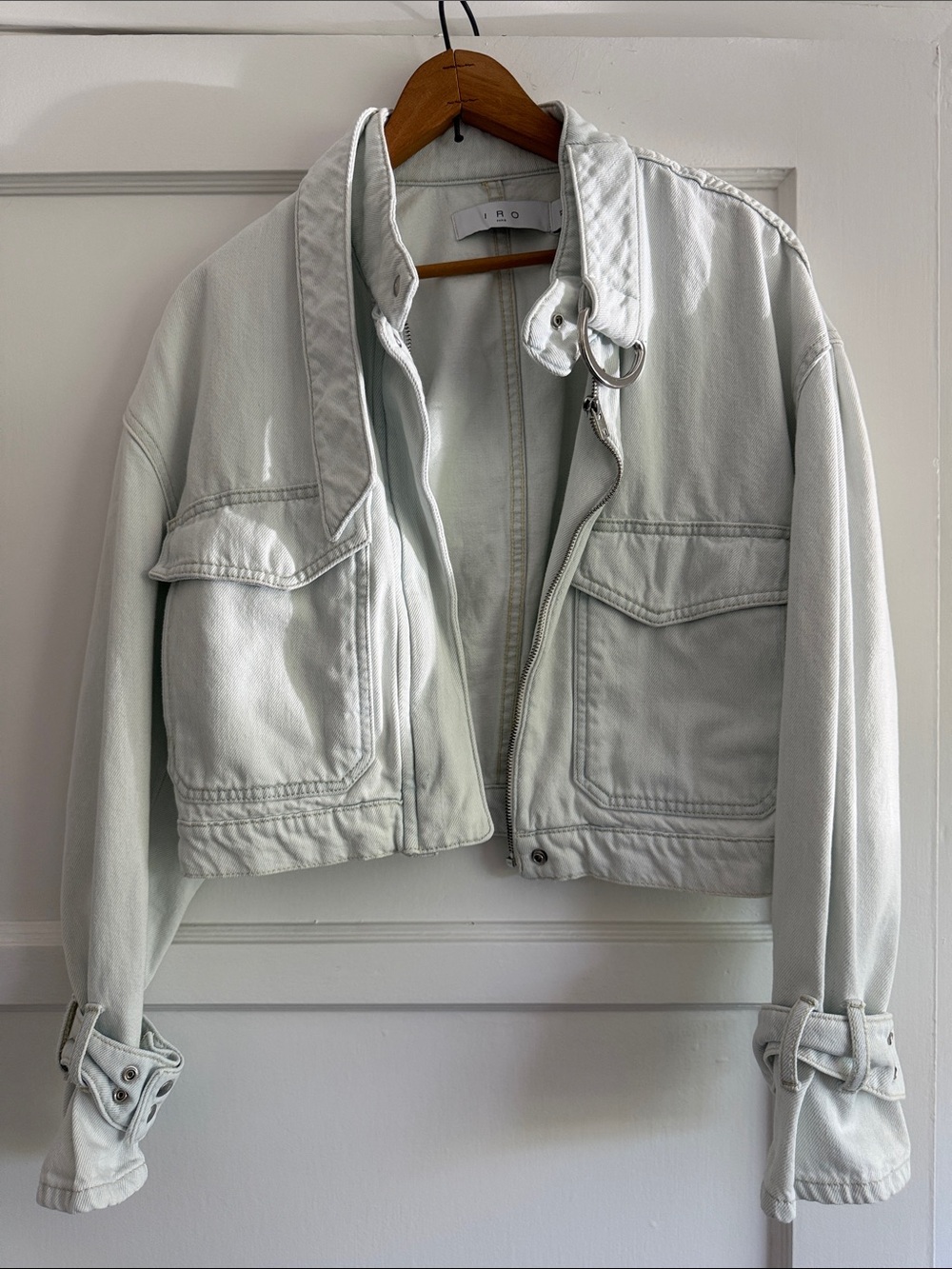 IRO Light Mint Cropped Utility Jacket